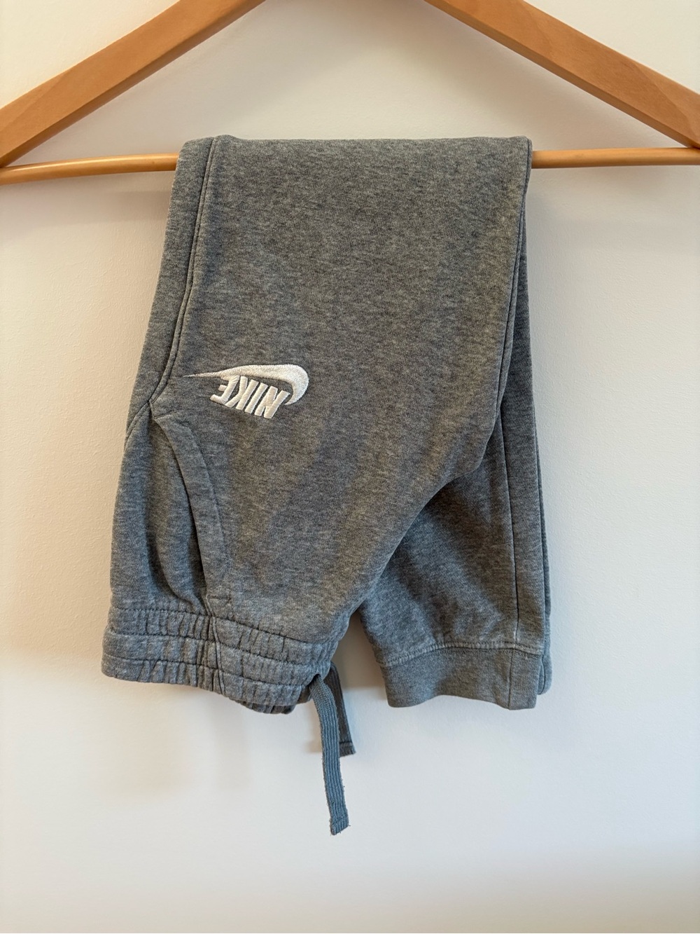Nike Kids Gray Jogger Sweatpants with White Swoosh